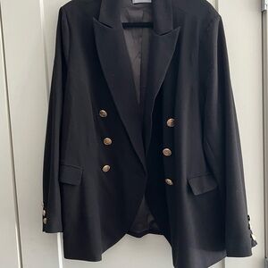 Estelle Black Blazer Suit Jacket with Gold Buttons Size 3X